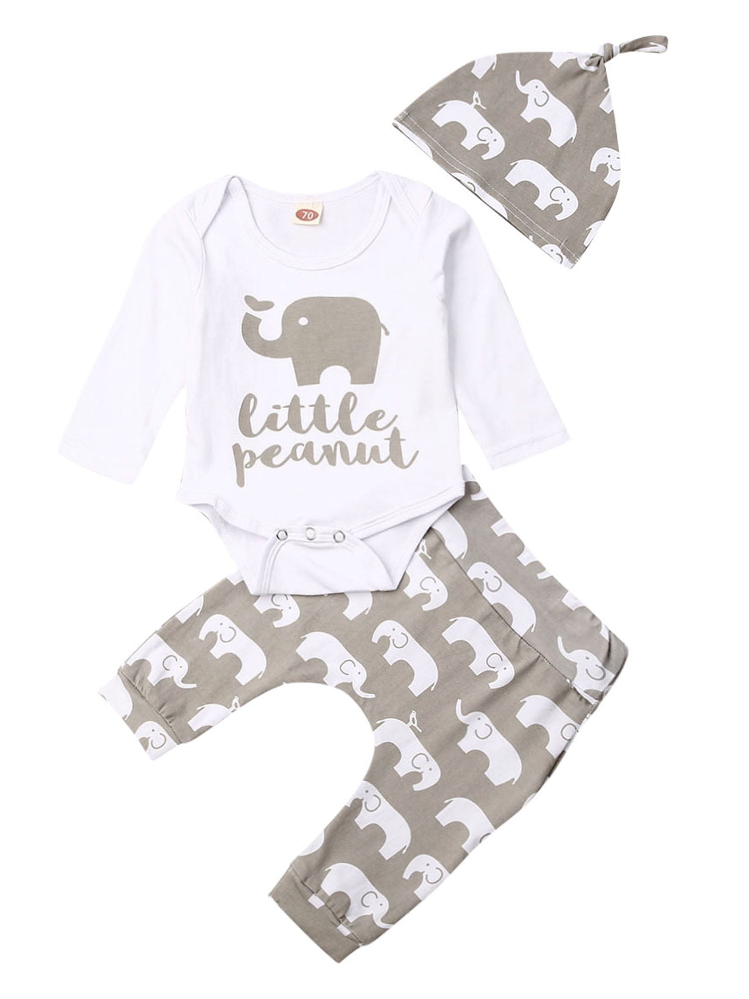 Kantenia Newborn Baby Boy Clothes Letter Print Romper Tops Bodysuit Long Pants with Hat Outfits Set 0-12 Months