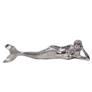 Dreamy Lying Mermaid Large Sculpture Silver Leaf Finish
