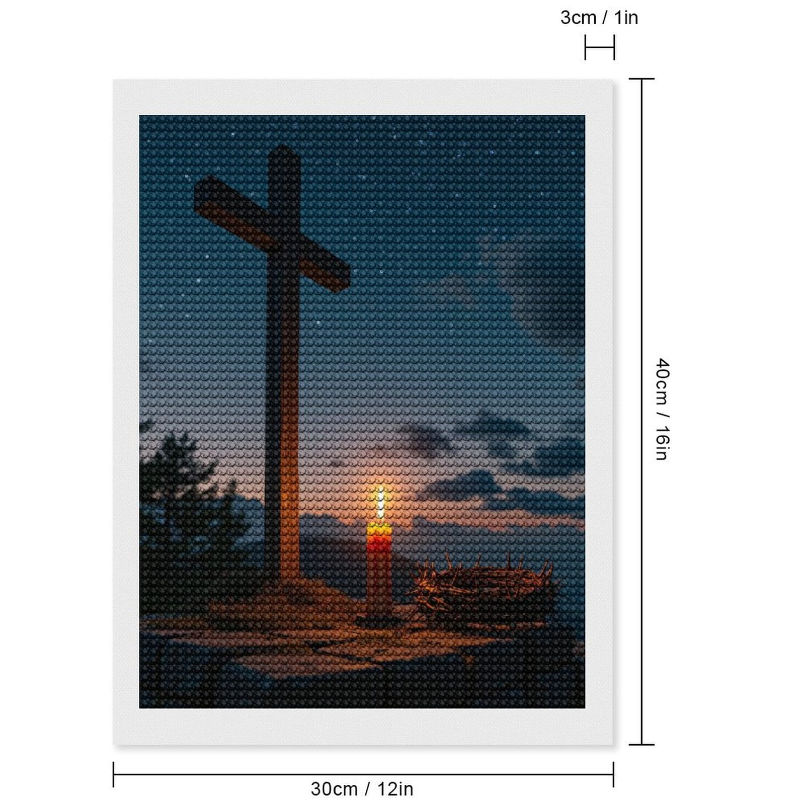 Diamond Art Kits for Adults, Candle Cross Night Sky Crown 5D Diamond Painting Kits for Adults Beginners, DIY Full Drill Diamond Painting, Gem Art and Crafts 12x16
