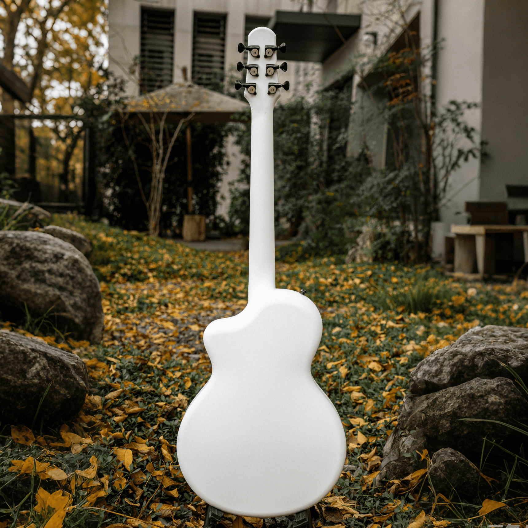 Natasha Solar System Asteroid Carbon Fiber White 38-inch Folk Guitar. Premium guitar case and fretboard cleaning cloth.