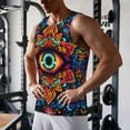 thumbnail image 5 of Logiee Vibrant Psychedelic Eye Print Men's Workout Tank Top,Quick Dry Workout Tank Top,Gym Muscle Tee,Fitness Bodybuilding Sleeveless T Shirt-3X-Large, 5 of 7
