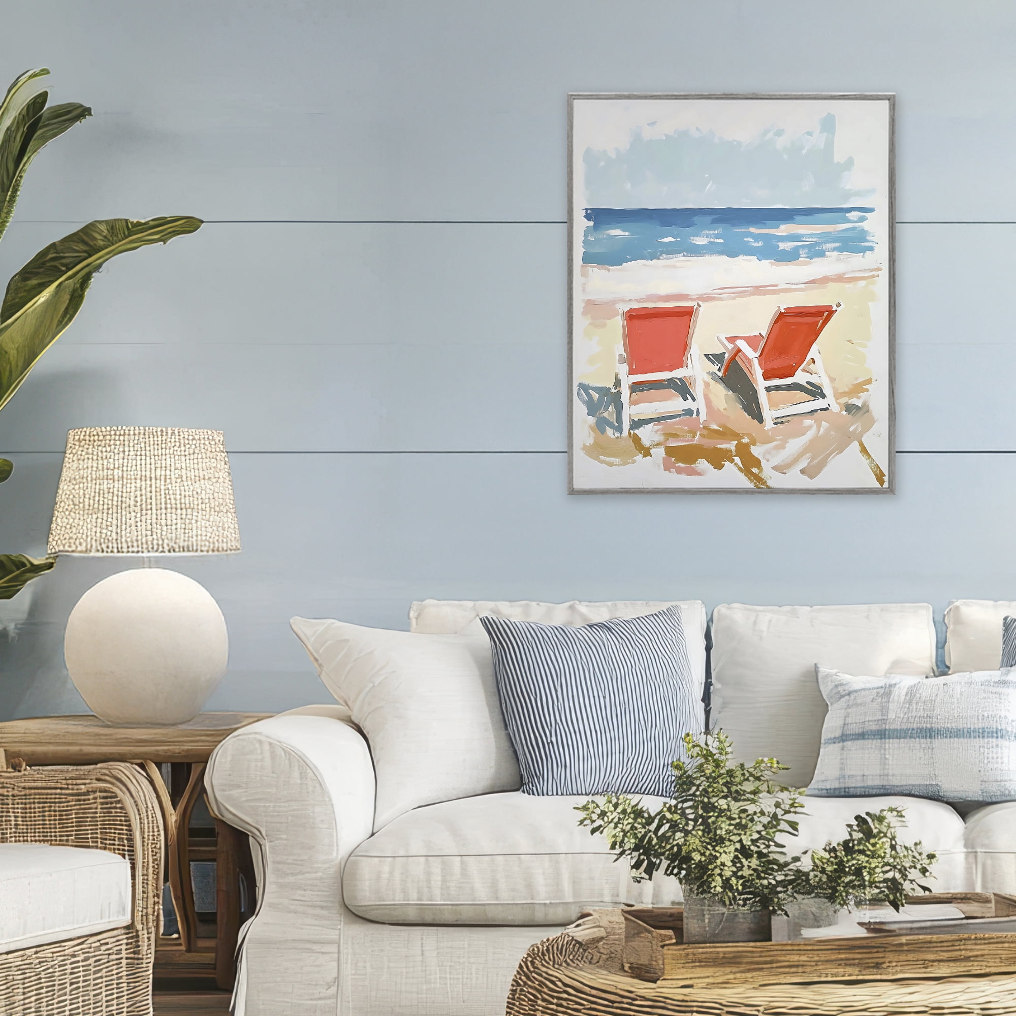 Stupell Industries Two Sunlit Beach Chairs Gray Framed Giclee Art, design by The Prints Vibe