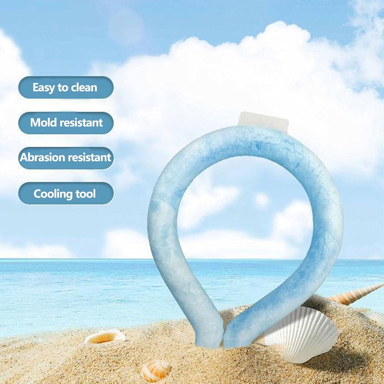 Dr Chilly Ice Ring, Neck Cooling Tube, Ice Ring Neck Cooler Freezes in Tap Water, Neck Cooling Wraps,Reusable Ice Neck Ring Wearable Body Cooling Products for Summer Heat (Blue, 1pc)