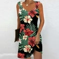 thumbnail image 2 of ICHUANYI Womens Floral Print Dresses Summer Elegant Casual V-Neck Tank Dress With Strap, 2 of 5