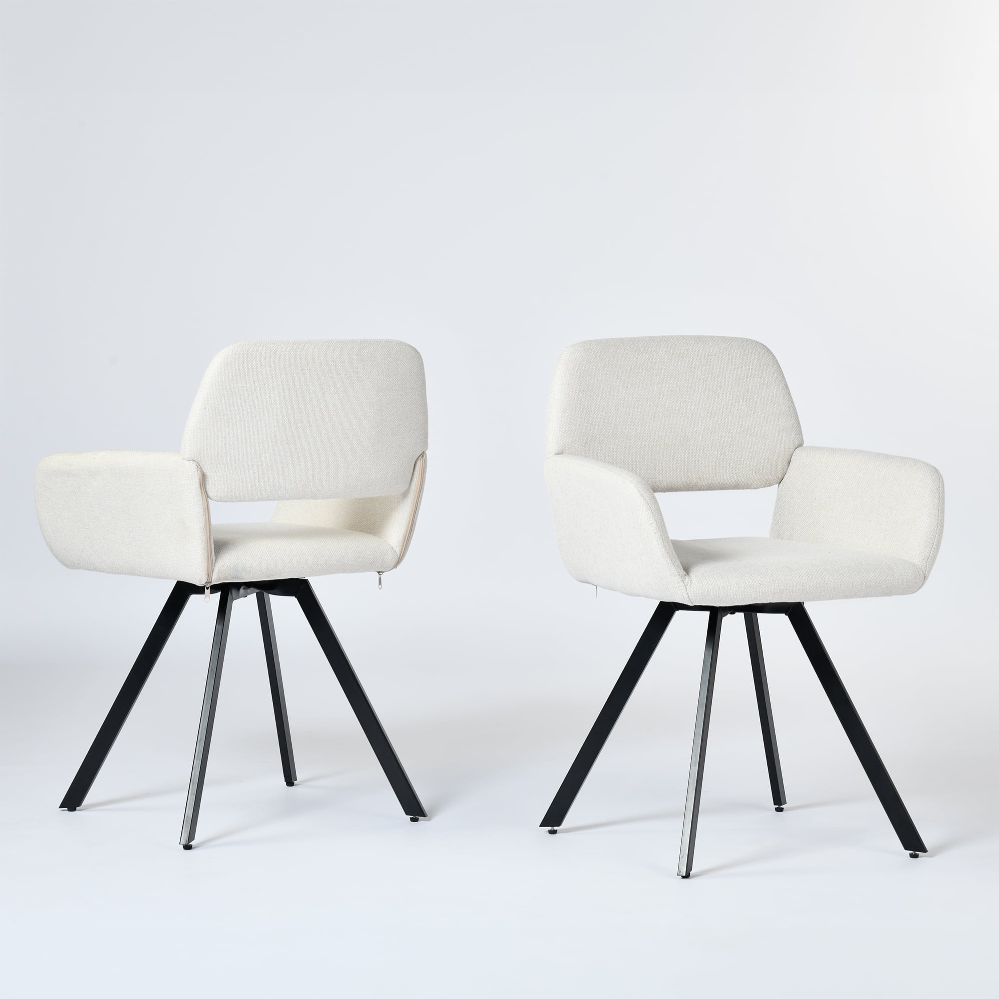 Homy Casa Swivel Office Desk Chair, Upholstered Workstation Computer Chairs For Home Office Vanity, Beige