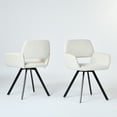 thumbnail image 2 of Homy Casa Set of 2 Vanity Chairs with Armrests, Swivel Seat and Faux Leather Upholstery, Modern Metal Legs, Beige Fabric, 2 of 9