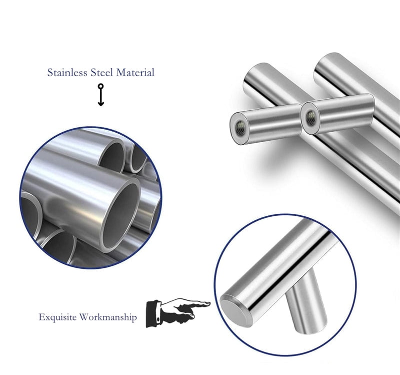 Fitviso 10 pack 2.75"(70mm) Center to Center Euro Bar Brushed Nickel Cabinet Handle