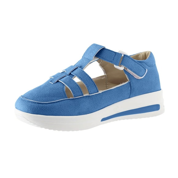 WEAIXIMIUNG Womens Platform Sneakers Beige Ladies Fashion Solid Color Hollowed Out Flock Hook Loop Thick Sole Casual Sports Shoes