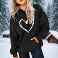 thumbnail image 2 of Elvqul Girls Heart Print Sweatshirts with Pocket Oversize Hooded Tops Pullover Fall Winter Black 10-12 Hoodies for Kids Long Sleeve, 2 of 7