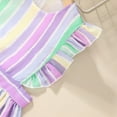 thumbnail image 3 of Vedolay Girls Summer Stripe Rainbow Color Ruffled Sleeve Princess Dress,Purple 1-2 Years, 3 of 4