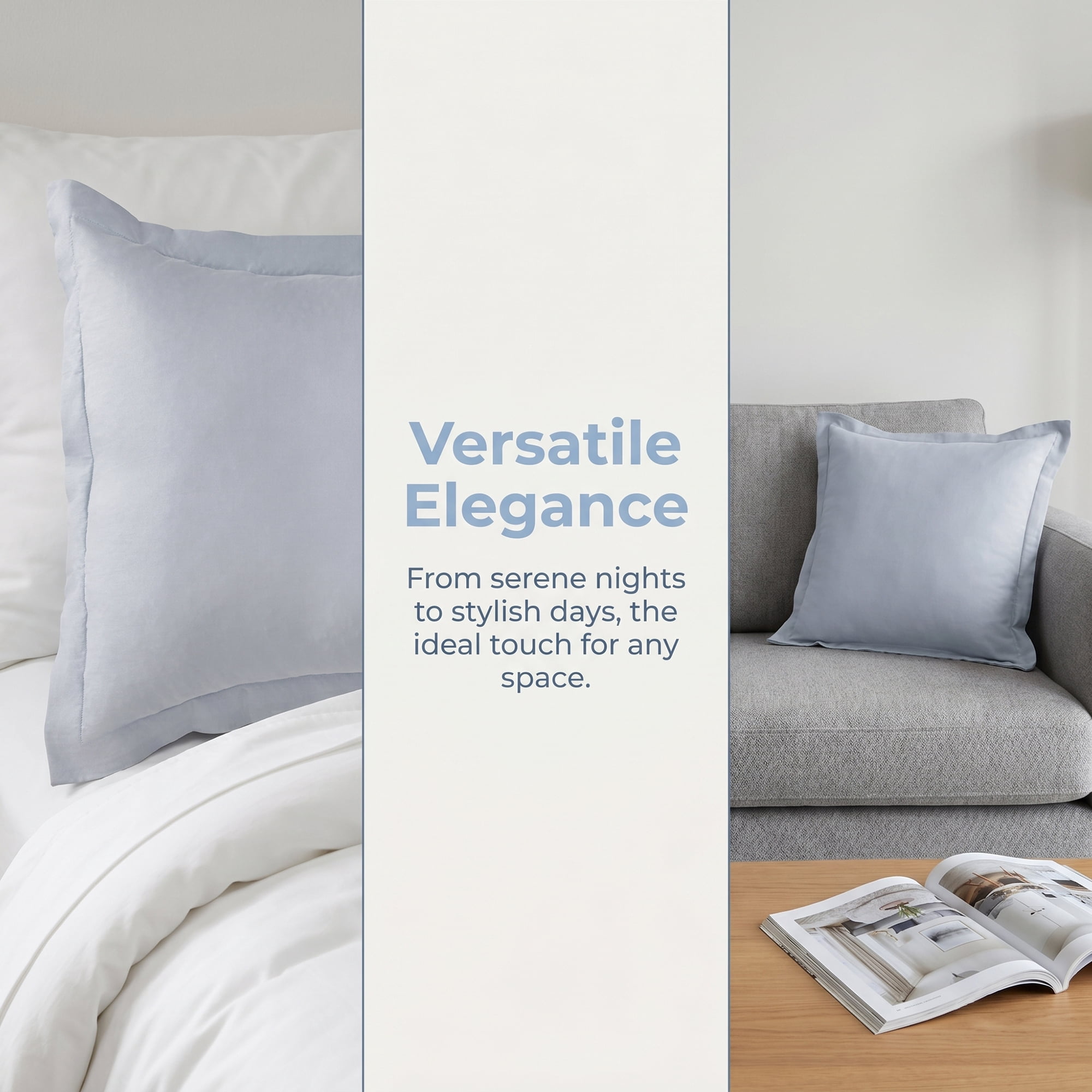 Unique Bargains 2 Pack Silk Pillowcase Set Smooth Cooling Envelope Closure Blue Gray