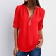 thumbnail image 2 of Camisa holgada de gasa para mujer - Top de manga larga con cremallera en tallas grandes - Color liso, estilo moderno - S-XXXXXL, 2 of 4