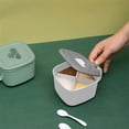 thumbnail image 4 of Caja de especias Bewildely con tapa cucharas organizador a prueba de polvo Blanco gris, 4 of 6
