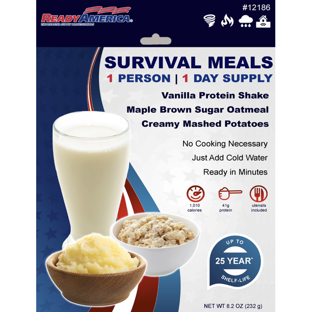 Ready America, 24 Hour Emergency Meal Kit, 1 Person, Emergency Food, by Auguson Farms, 1 Pack