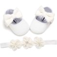 thumbnail image 6 of Baby Girls Mary Jane Flats with Bowknot Flowers,Princess Wedding Dress Ballet Shoes Non-Slip Toddler First Walkers Newborn Crib Shoe, 6 of 7
