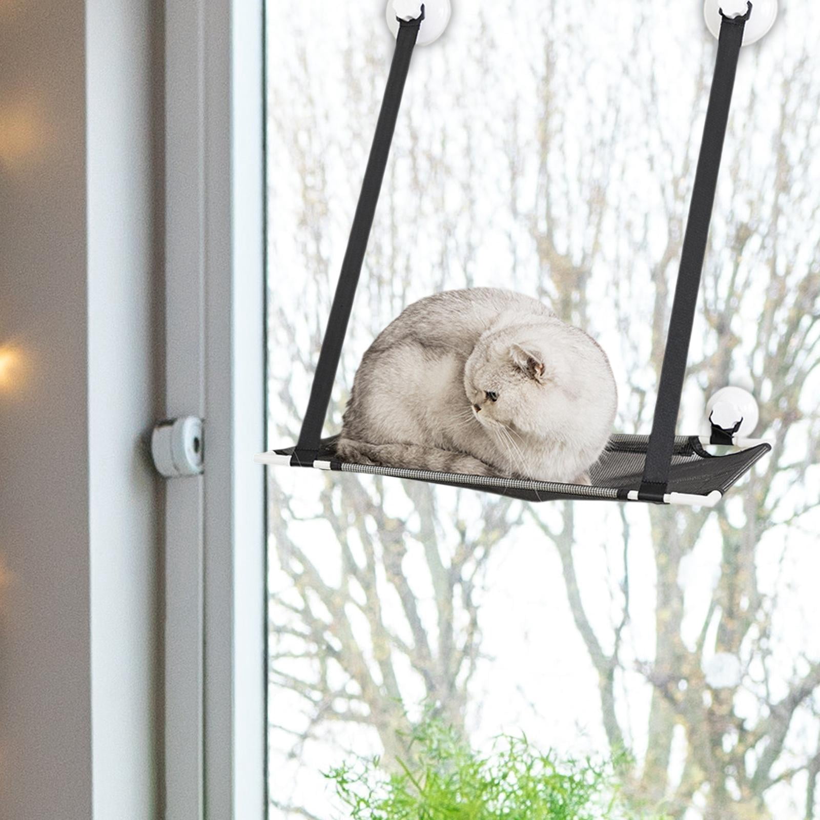 Bvdfgk Cat Window Hammock, Cat Window Perch, Space Saving Mesh Suction Cup Window Seat, Black