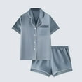 thumbnail image 3 of Aofany Womens Silky Satin Pajama Set Short Sleeve Shirt with Shorts 2 Piece Pjs Sets Soft Silk Sleepwear Nightwear Button-Down Loungewear, 3 of 3