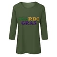 thumbnail image 4 of Women's Mardi Gras Shirts Carnival Printed 3/4 Sleeve Casual Round Neck Loose T-shirt Green M, 4 of 5