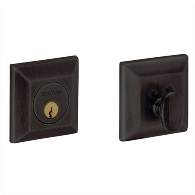 Baldwin Hardware 8254.102 2.75 in. Squared Style Single Cylinder Deadbolt in Oil Rubbed Bronze