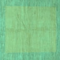 thumbnail image 1 of Ahgly Company Machine Washable Indoor Square Abstract Turquoise Blue Modern Area Rugs, 7' Square, 1 of 4