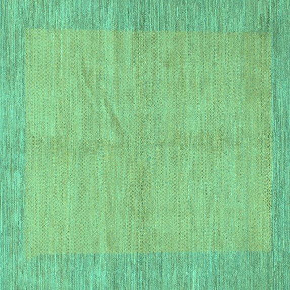Ahgly Company Machine Washable Indoor Square Abstract Turquoise Blue Modern Area Rugs, 7' Square