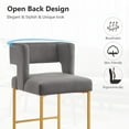 thumbnail image 4 of Lecut 26" H Counter Height Bar Stools Set of 2, Modern Velvet Bar Stools with Square Open Backrest and Gold Metal Frame, Kitchen Counter Stools for Island, Home Bar, Pub,Grey+Gold, 4 of 8