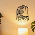 thumbnail image 4 of HELLOYOUNG 11.81 Inch Mandala Moon Metal Wall Sculpture - Boho Chic Intricate Floral Design with Crescent Moon Shape Black Metal Wall Art for Living Room Bedroom Yoga Studio Decor, 4 of 18