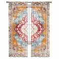 thumbnail image 2 of Vintage Ethnic Semi Sheer Curtains 96 Inch Length 2 Panels Set, Boho Tribes Modern Orange Middle Century Sheer Kitchen Curtain Privacy Voile Window Curtain for Living Room Bedroom Rod Pocket Drapes, 2 of 7