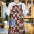thumbnail image 5 of Red Christmas Collage Pattern Apron-Garden Aprons for Women with Pockets-Cotton Linen Waterproof Kitchen Cooking Gardening Aprons Adjustable for Kitchen,Cooking,BBQ and Salon 33"x27", 5 of 7