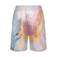 thumbnail image 3 of Men's Pajama Shorts Bottoms with Pockets Soft Lightweight Lounge Sleep Wear Blue Pink Yellow Marble, 3 of 6