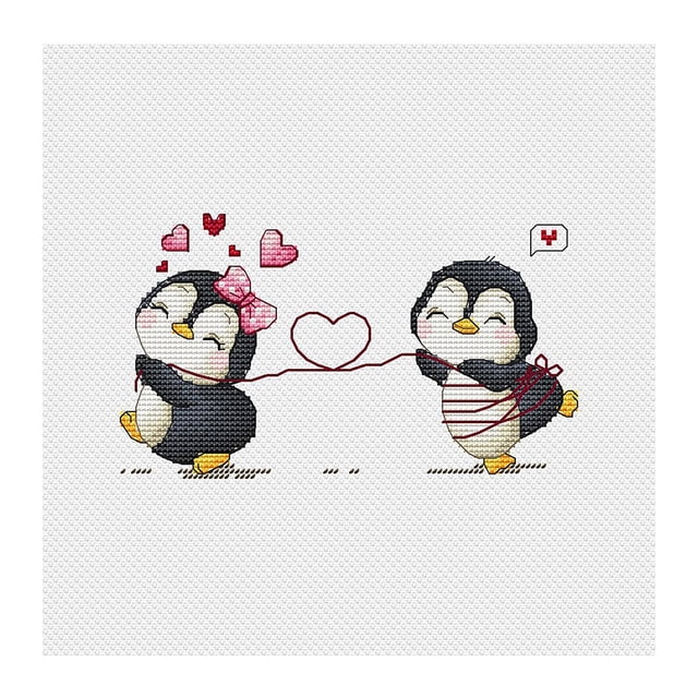 Hilo de bordar Love Penguin Full Eco-cotton 14CT Kit de punto de cruz contado (4) FLhrweasw Nuevo