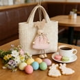 thumbnail image 4 of Colorful Easter Bunny Figurines - Set of 4 Hanging Ornaments for Easter Table Decor, Spring Tea Party & Baby Shower Centerpiece, Cute Plush Rabbit Decorations, 4 of 6