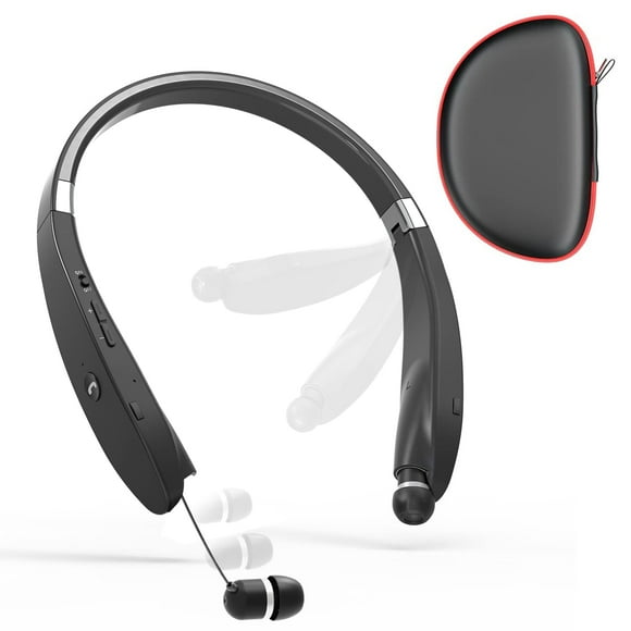 Auriculares Bluetooth con banda para el cuello Dpvisn, plegables, inalámbricos, negros