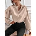 thumbnail image 4 of Button Down Shirts for Women, Womens Fall Tops, Business Casual Tops for Women Khaki XL, 4 of 6