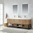 thumbnail image 4 of Vinnova Alistair 84" White Stone Top Oak Double Vanity Black Frame w/o Mirror, 4 of 17