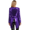 thumbnail image 3 of Aislor Women's Shiny Sequin Magician Dress Circus Ringmaster Steampunk Tailcoat Jacket Halloween Party Costume Purple M, 3 of 7