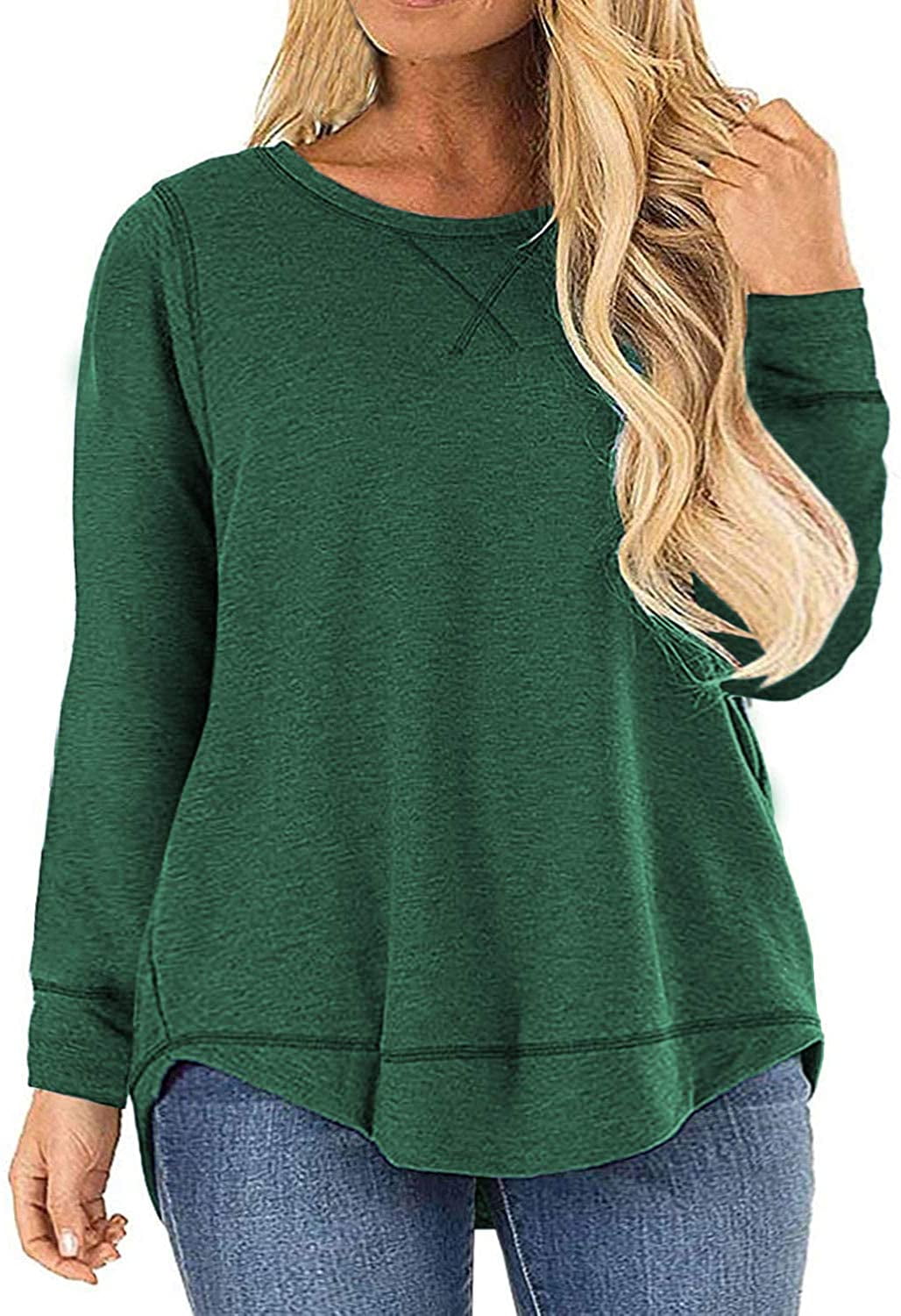 Verno - Womens Plus Size Long Sleeve Casual T-Shirts Tunic Blouse Loose ...