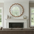 thumbnail image 4 of Jopath 30 Inch Wavy Round Solid Wood Frame Decorative Mirror, for Bedroom, Bathroom, Living Room, Entryway Yellowish Brown, 4 of 8