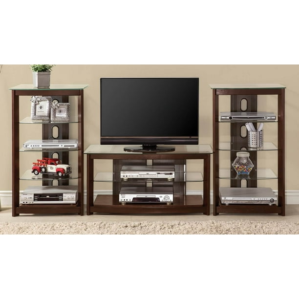 Wall Units Dark Brown Media Entertainment Center Set