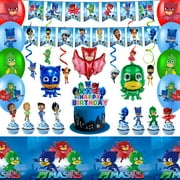PJ Masks Birthday Party Supplies,36 Pcs PJ Masks Party Decorations set - PJ Masks Balloons Banners Spiral Decorations Cake Toppers etc PJ Masks Birthday Decorations for Girls/Boys