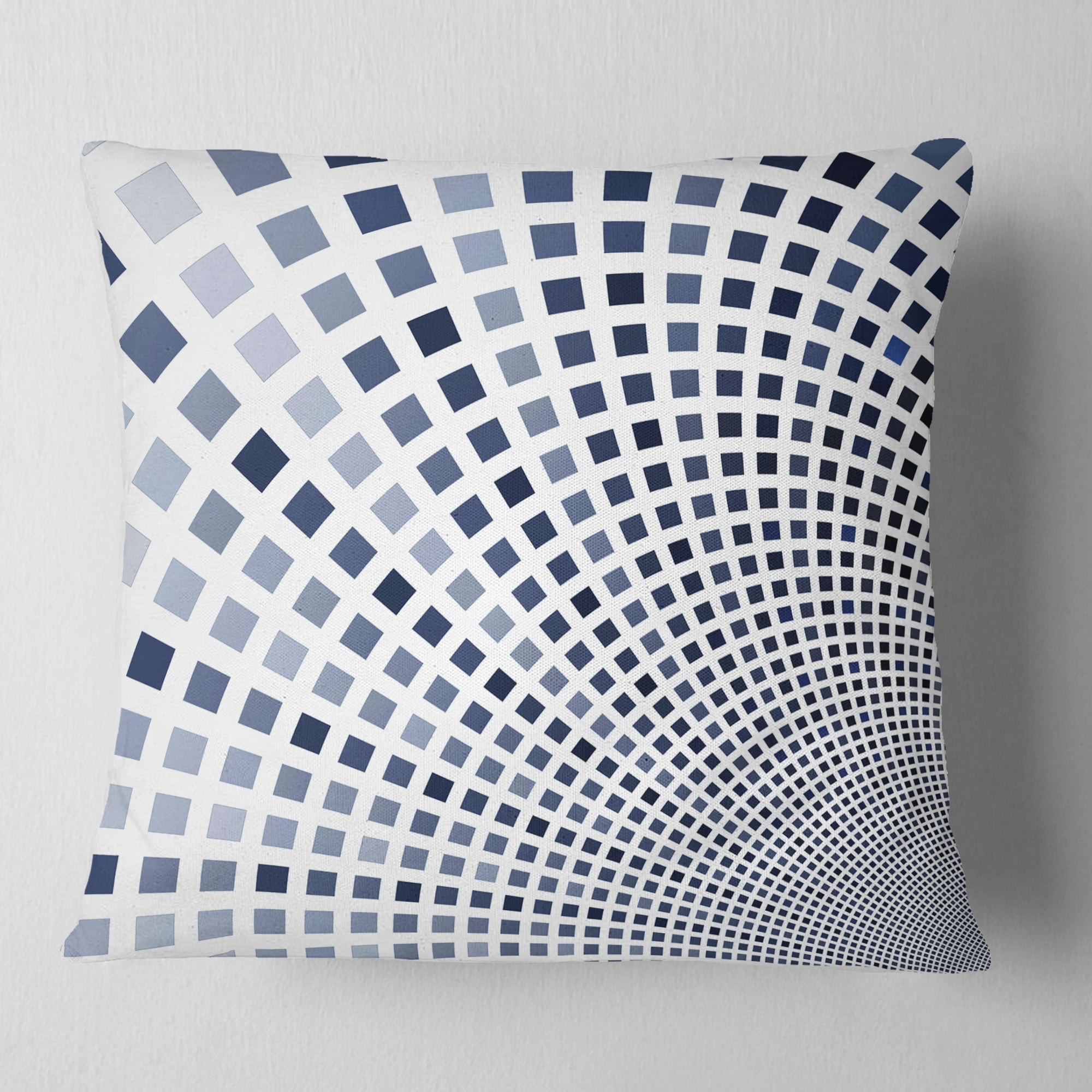 Designart Blue Square Pixel Mosaic Illustration - Abstract Throw Pillow - 16x16