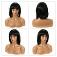 thumbnail image 6 of Unique Bargains Wigs for Women 12" Black Bob Wig with Wig Cap, 6 of 6
