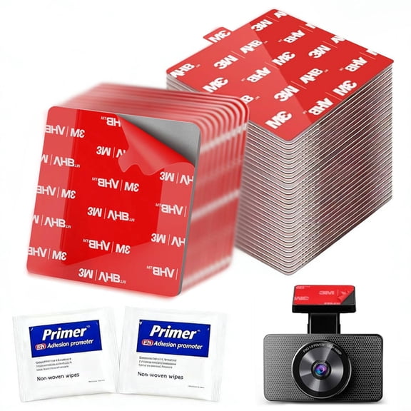 2.8 Inch Square 12pcs Heavy Duty Double Sided Adhesive Pads for Dashcam Mount, Car Phone Holder, Windshield Mounting