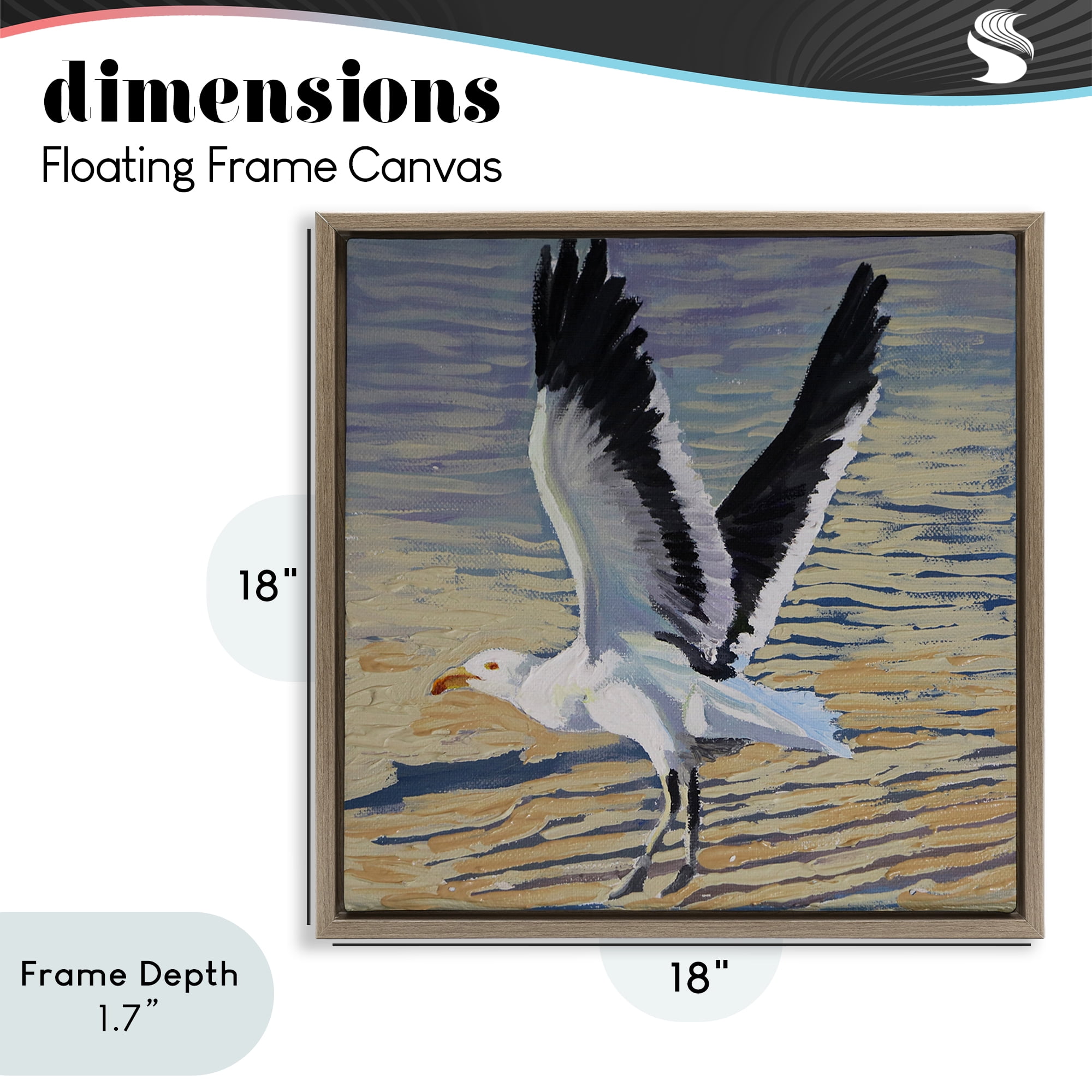 Stupell Industries Seagull Taking Flight Brown Framed Floater Canvas Wall Art, design by Violeta Vollmer