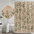 thumbnail image 4 of Vintage Botanical Shower Curtain Set - 72" x 78" Washable Bathtub Curtain with 12 Hooks, Country Herbs Leaves Plants Flowers Brown Waterproof Fabric Stall Shower Curtains for Bathroom/Bathtub Décor, 4 of 6