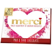 Merci Finest Assortment of European Chocolates, Valentine's Day Candy Gift Box, 20 Pieces (8.8 oz)