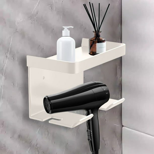 Soporte de pared para secador de pelo con ventosa, sin perforaciones, para baño