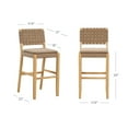 thumbnail image 4 of Nathan James Cohen Mid-Century Modern 29 in. Wood Bar Stool, Upholstered Faux Leather Bar Height Stool with Solid Wood Frame, Natural Brown, 4 of 7