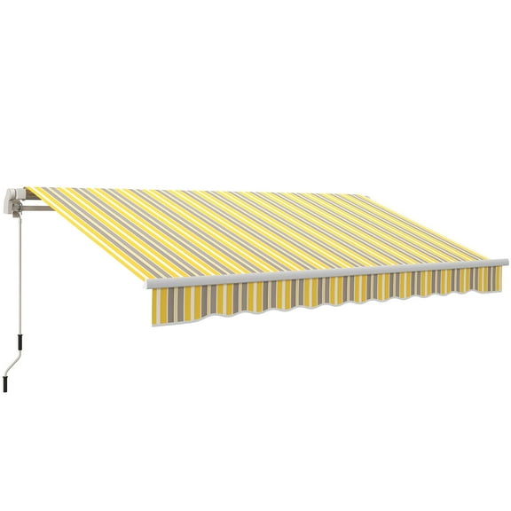 CoSoTower 12' X 10' Retractable Awning Patio Awnings Sun Shade Shelter with Manual Crank Handle, 280G/M² UV & Water-Resistant Fabric and Aluminum Frame for Deck, Balcony, Yard, Yellow and Gray