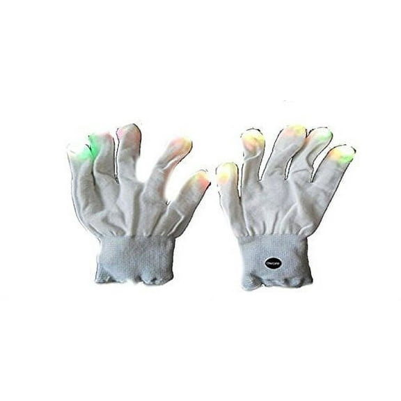 Halloween Wholesalers Light Up Gloves with changing LED fingers (White)